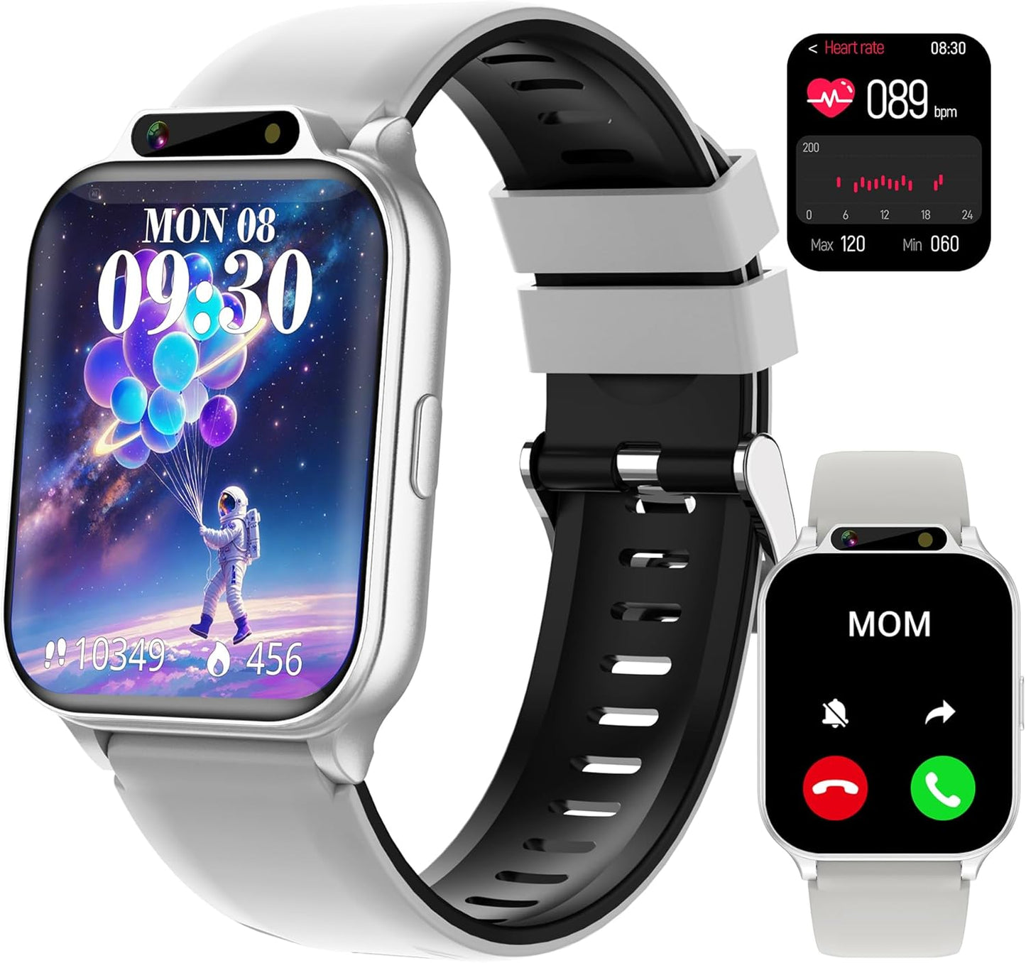 Kids Waterproof Smart Watch Boys with Fitness Tracker Sports Activity Pedometer Heartrate SpO2 Stress Monitor Flashlight APP HD Touch Screen Camera Music for 4-13 Years Old Boys Gifts for Kids