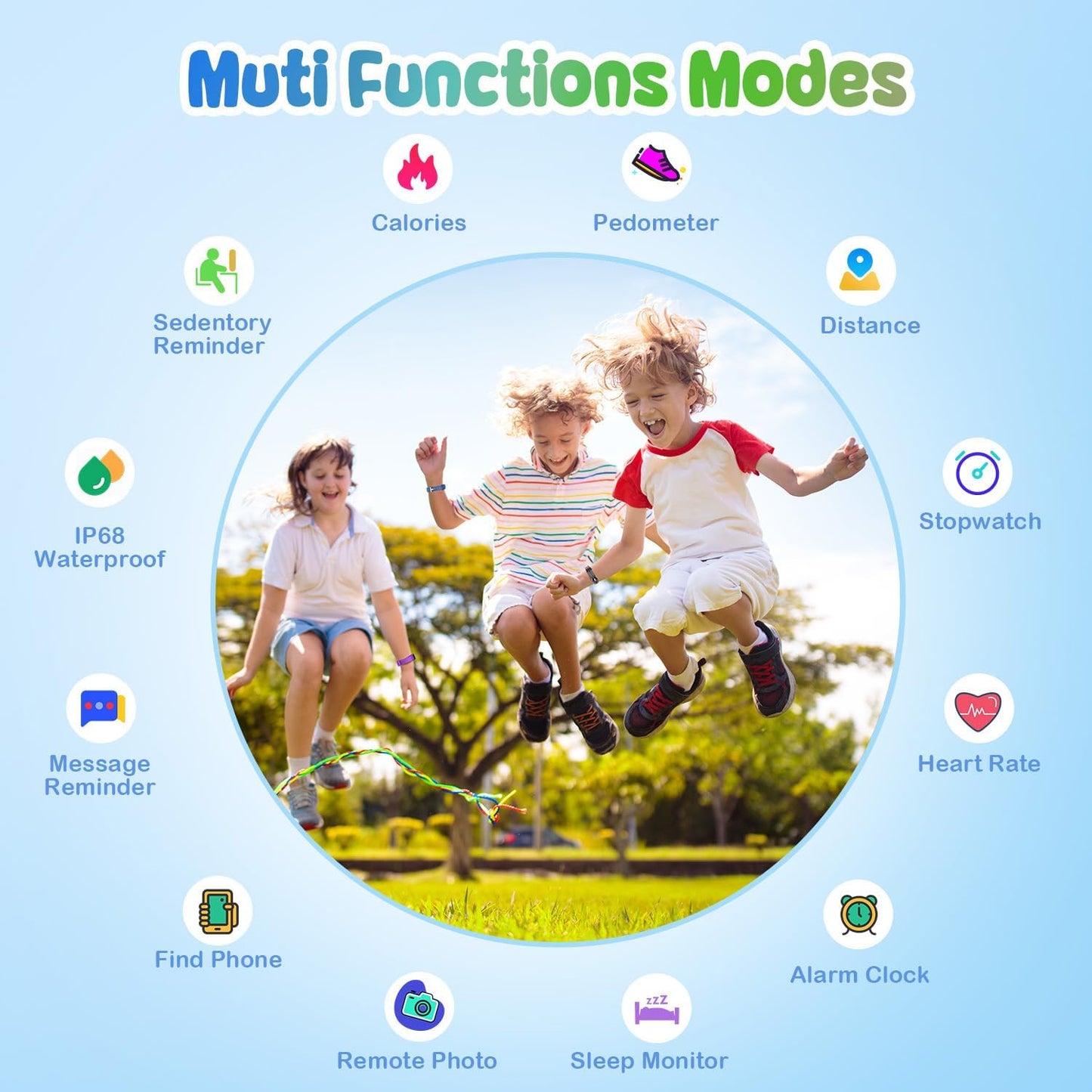 Smart Fitness Tracker Watch for Kids - Boys Girls Waterproof Smartwatch with Pedometer Heart Rate Sleep Tracking Alarm Clock Activity Tracker Calorie Step Counter Watch for Girls Boys Teens