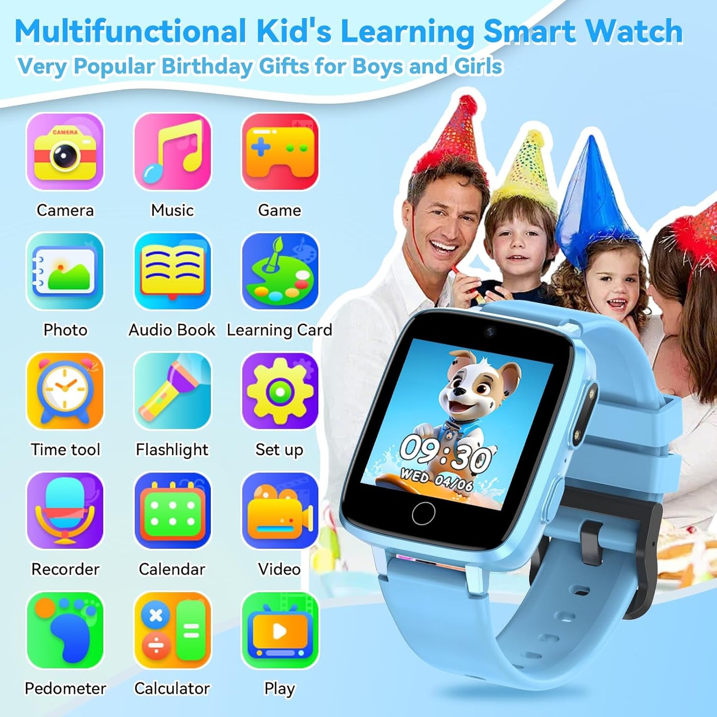 Kids Smart Watch for Girls Boys Ages 4-12, HD Touchscreen Watches, Smartwatch for Kids with 26 Games Camera Video Recorder, Birthday Toys with Music, IP67 Waterproof Pedometer, Flashlight, Alarm Clock