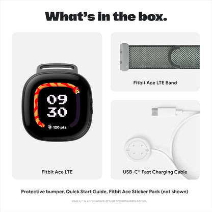Fitbit Google Ace LTE - Kids Smartwatch with Call, Message, GPS, and Activity-Based Games, Ace Pass Data Plan Required - Mild - Strange Arcade