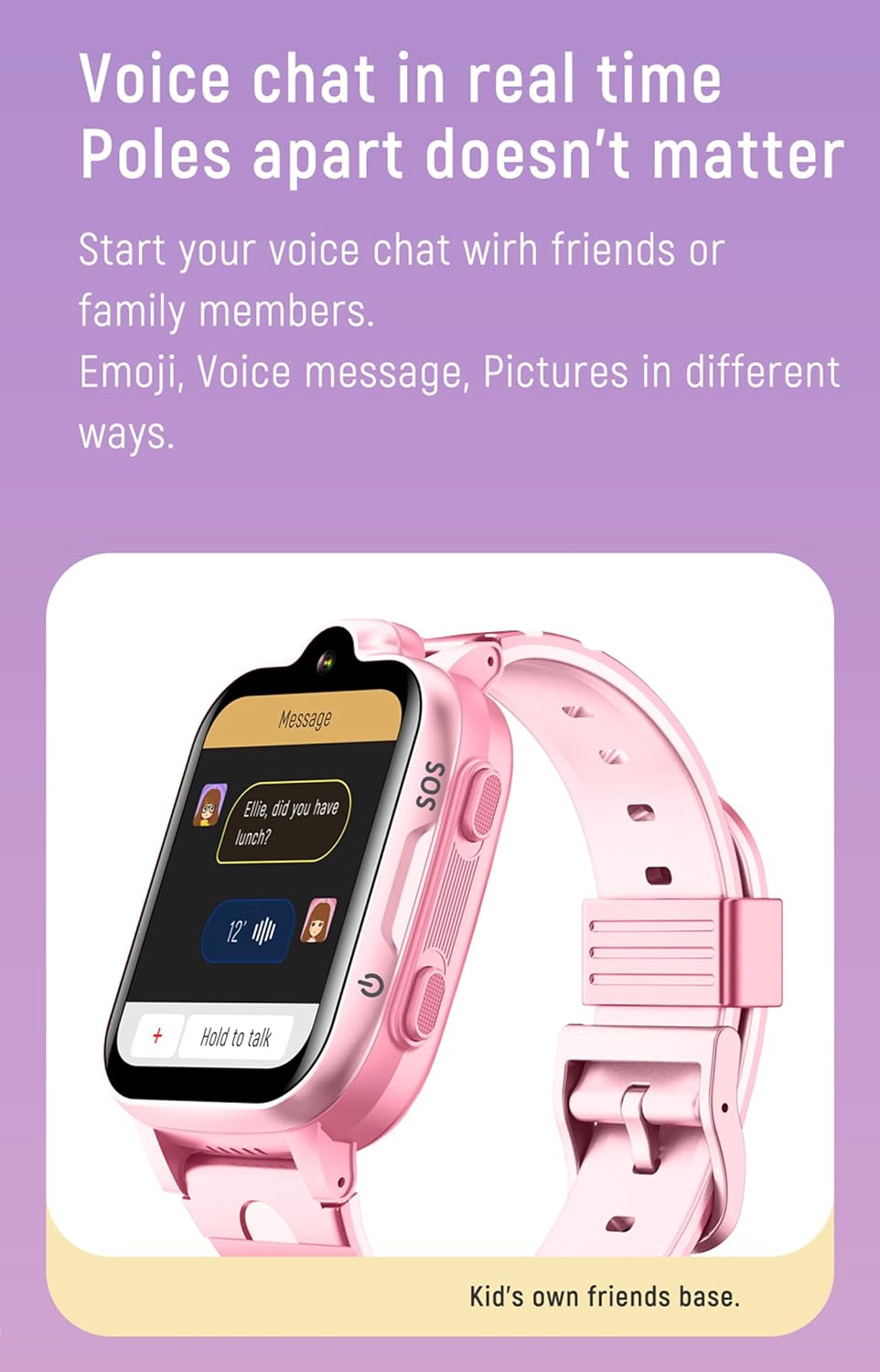 4G GPS Smart Watch for Kids with Calling Whatsapp Line Facebook TikTok Tracker Phone Watch Video Call SOS Alarm Voice Chat Message Real-Time Elderly Tracking Smartwatch for Age 3-15 Gift Pink