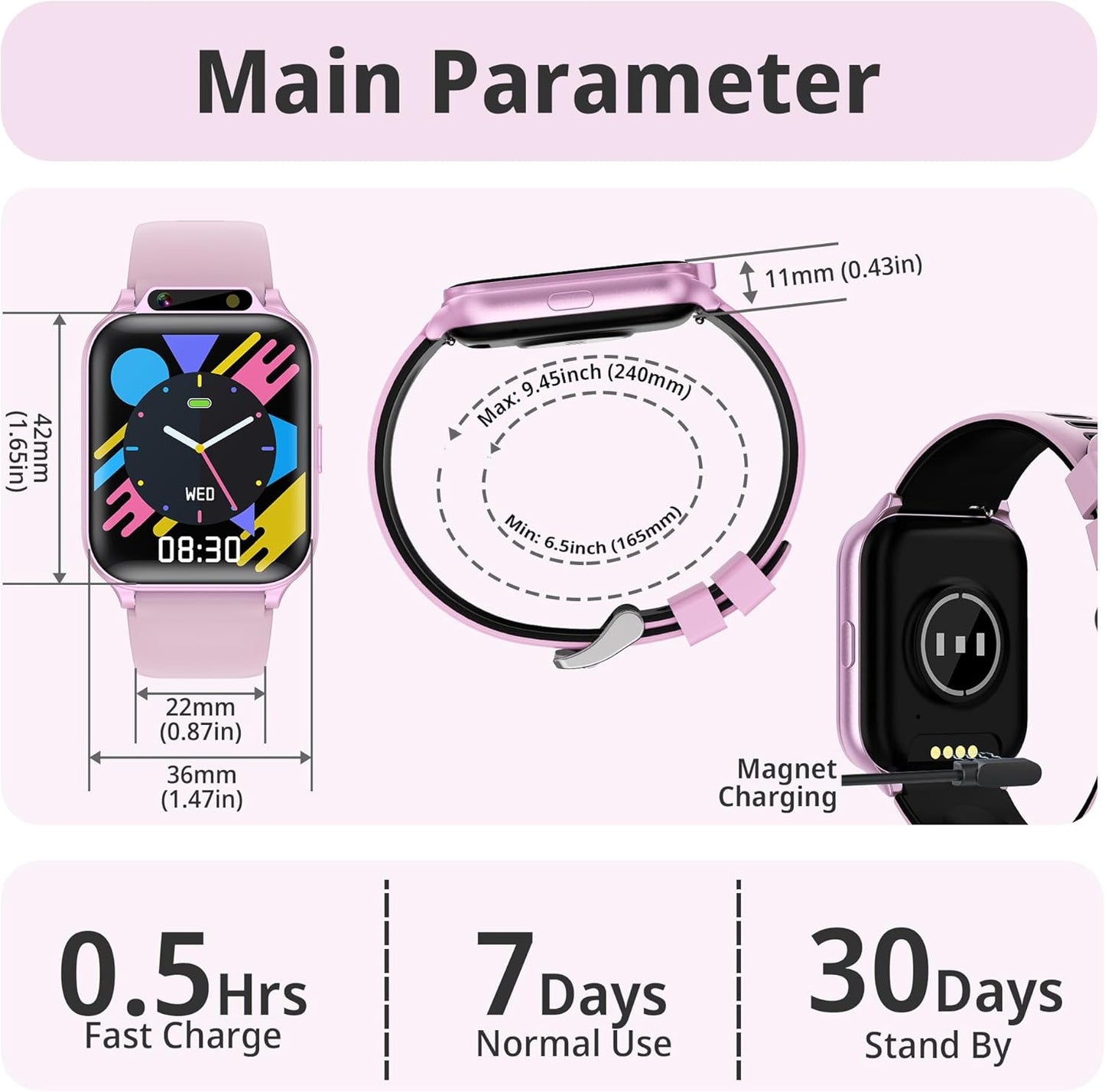 Kids Waterproof Smart Watch Boys with Fitness Tracker Sports Activity Pedometer Heartrate SpO2 Stress Monitor Flashlight APP HD Touch Screen Camera Music for 4-13 Years Old Boys Gifts for Kids