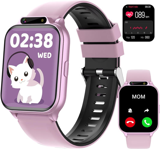 Kids Waterproof Smart Watch Boys with Fitness Tracker Sports Activity Pedometer Heartrate SpO2 Stress Monitor Flashlight APP HD Touch Screen Camera Music for 4-13 Years Old Boys Gifts for Kids