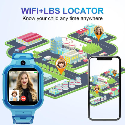 4G Kids Smart Watch GPS Tracker - Smartwatch with Two Way Call Video Calling Voice Chat SOS Class Mode Stopwatch Pedometer Games Wi-Fi Touch Screen Alarm Clock Smartwatches for Boys Girl (Pink)