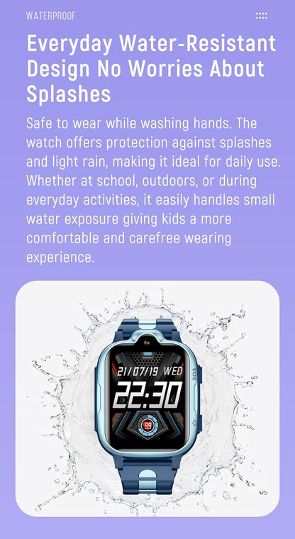 4G GPS Smart Watch for Kids with Calling Whatsapp Line Facebook TikTok Tracker Phone Watch Video Call SOS Alarm Voice Chat Message Real-Time Elderly Tracking Smartwatch for Age 3-15 Gift Pink