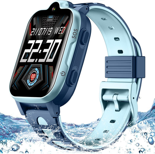 4G GPS Smart Watch for Kids with Calling Whatsapp Line Facebook TikTok Tracker Phone Watch Video Call SOS Alarm Voice Chat Message Real-Time Elderly Tracking Smartwatch for Age 3-15 Gift Pink