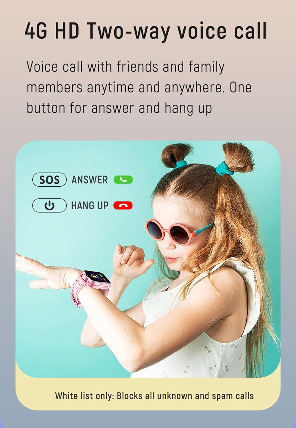 4G GPS Smart Watch for Kids with Calling Whatsapp Line Facebook TikTok Tracker Phone Watch Video Call SOS Alarm Voice Chat Message Real-Time Elderly Tracking Smartwatch for Age 3-15 Gift Pink