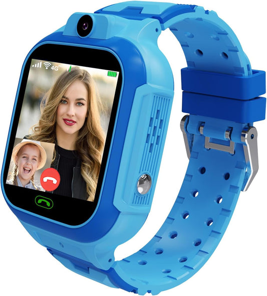 4G Kids Smart Watch GPS Tracker - Smartwatch with Two Way Call Video Calling Voice Chat SOS Class Mode Stopwatch Pedometer Games Wi-Fi Touch Screen Alarm Clock Smartwatches for Boys Girl (Pink)
