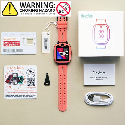 Easyfone Trackino KW2 4G Kids Smart Watch Phone | Watch Phone for Kids | Parental Controls | Calls, Chat Messages, GPS Tracker, Activity, School Lock | SOS Button | SIM Card Included (Rose Pink)