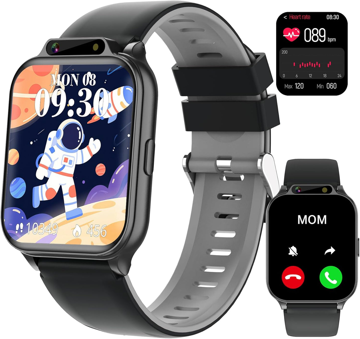 Kids Waterproof Smart Watch Boys with Fitness Tracker Sports Activity Pedometer Heartrate SpO2 Stress Monitor Flashlight APP HD Touch Screen Camera Music for 4-13 Years Old Boys Gifts for Kids