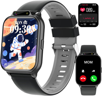 Kids Waterproof Smart Watch Boys with Fitness Tracker Sports Activity Pedometer Heartrate SpO2 Stress Monitor Flashlight APP HD Touch Screen Camera Music for 4-13 Years Old Boys Gifts for Kids