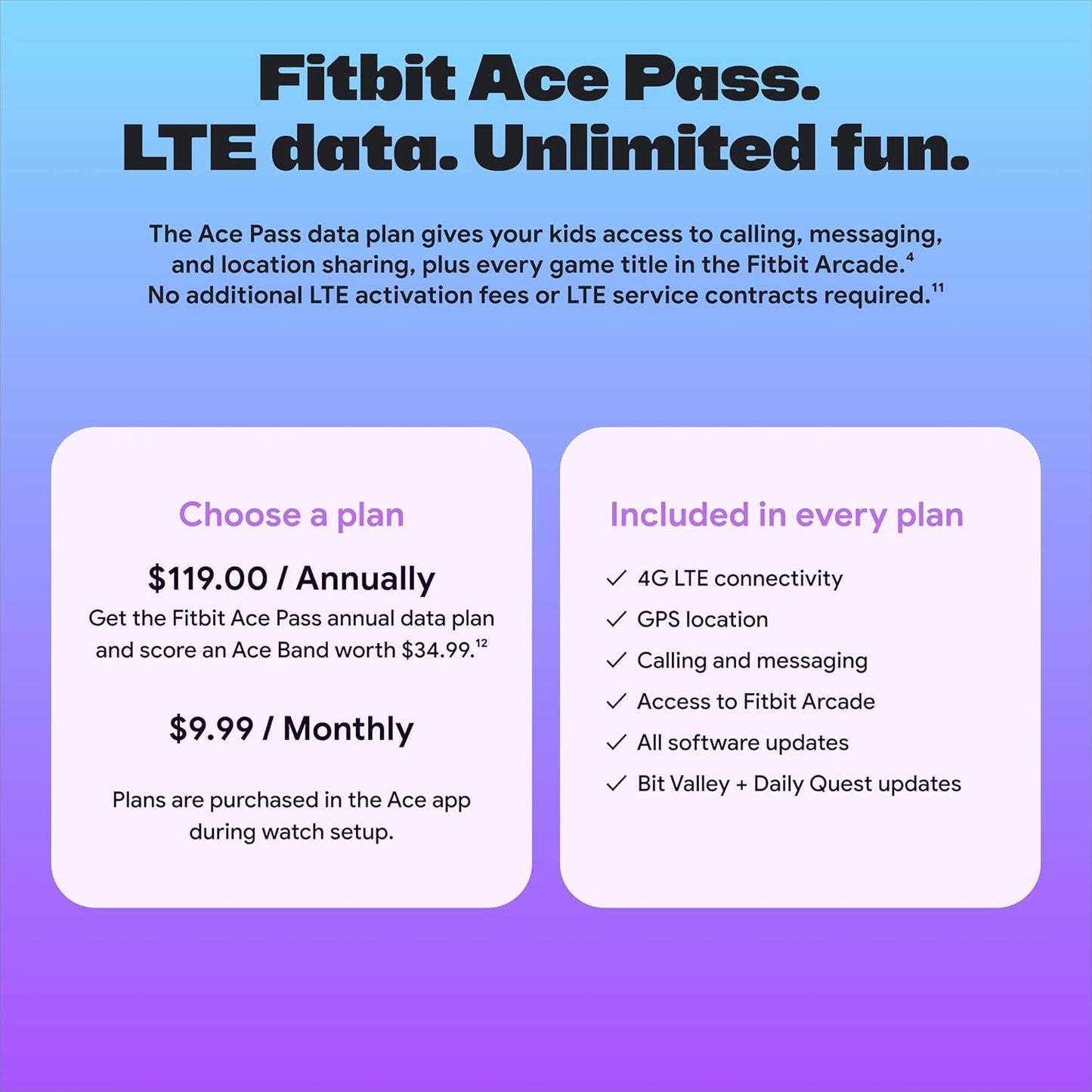 Fitbit Google Ace LTE - Kids Smartwatch with Call, Message, GPS, and Activity-Based Games, Ace Pass Data Plan Required - Mild - Strange Arcade