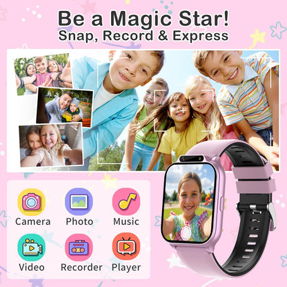 Kids Waterproof Smart Watch Boys with Fitness Tracker Sports Activity Pedometer Heartrate SpO2 Stress Monitor Flashlight APP HD Touch Screen Camera Music for 4-13 Years Old Boys Gifts for Kids